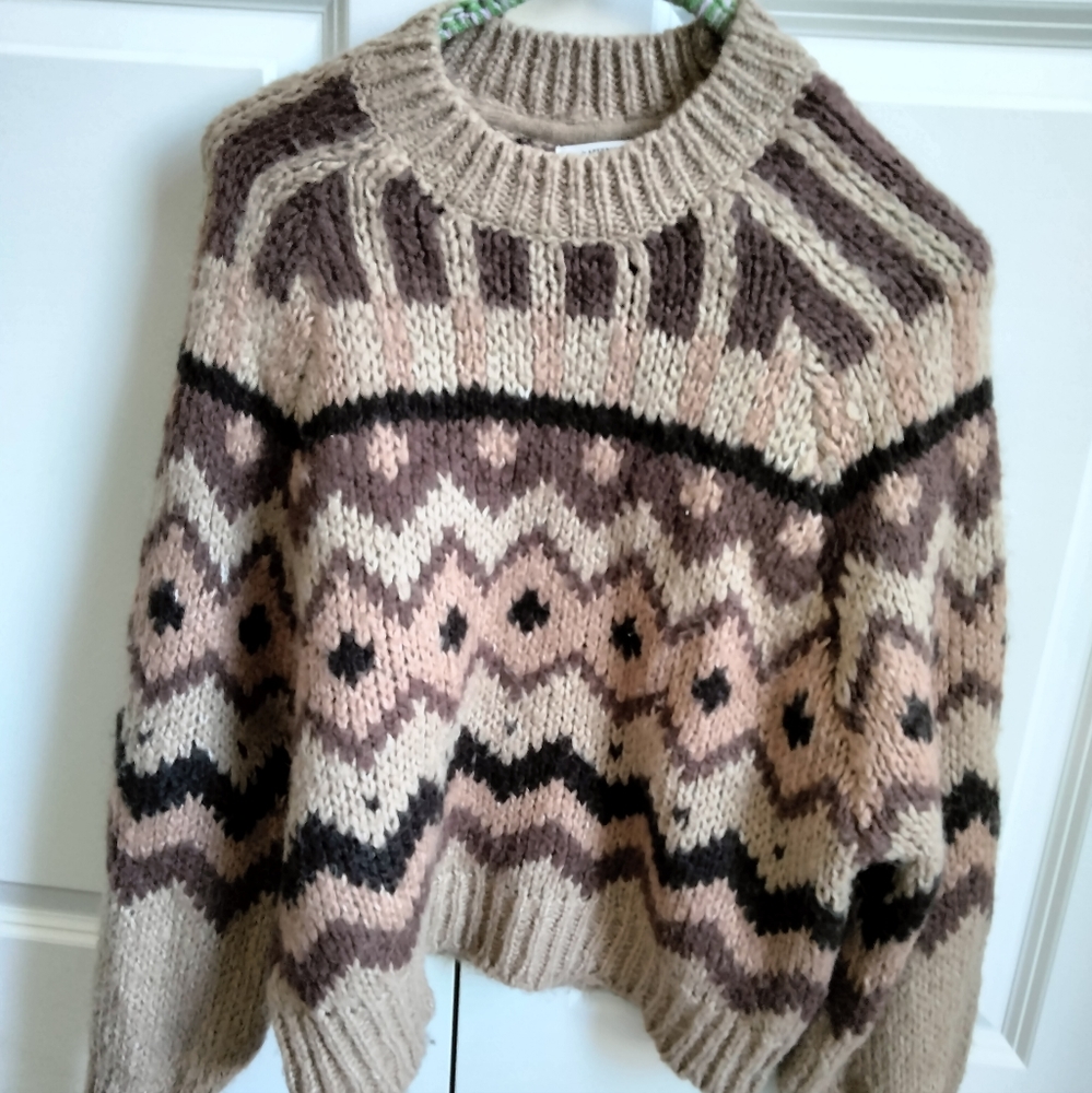 Brown winter sweater from Anthropologie
